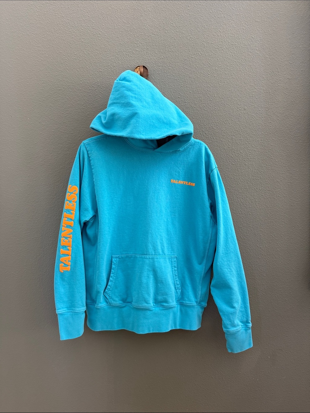 Talentless Neon Collection Blue Orange Logo Hoodie Sweatshirt
Size S Women